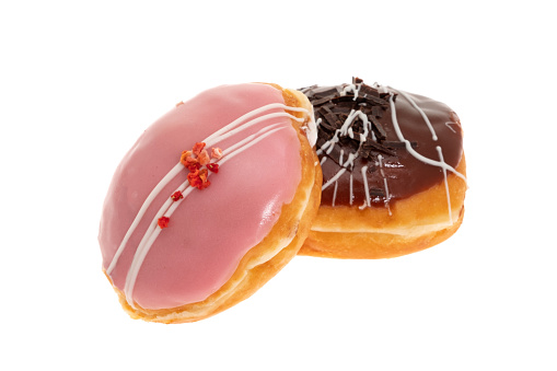 Two filled donuts - white background
