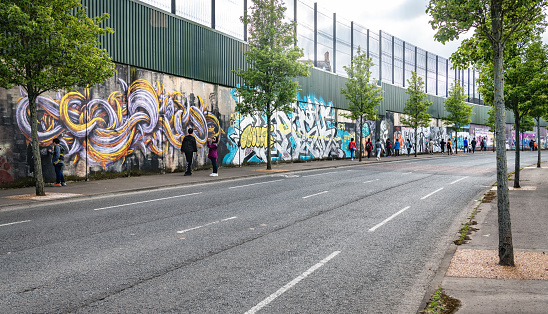 Peace wall, Cupar Way, Belfast, Northern Ireland - June 26 2019