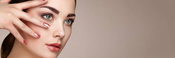 istock Beauty brunette woman with perfect makeup 1282165033