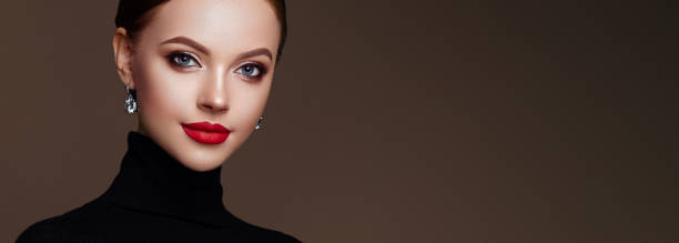 istock Beautiful woman face with perfect makeup 1282165073