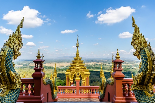 Beautiful view of unseen temple. Wat Pra That Doi Pra Jhan, Lampang, Thailand