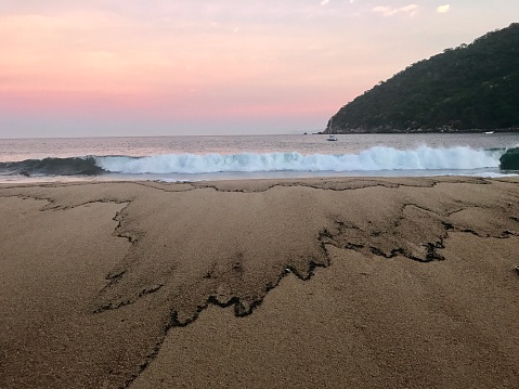 White crested waves under a pink champagne sunrise, Yelapa Mex