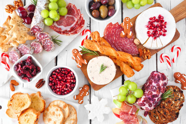istock Christmas theme charcuterie table scene against white wood 1282172712