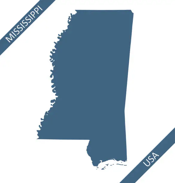 Vector illustration of Blank map of Mississippi
