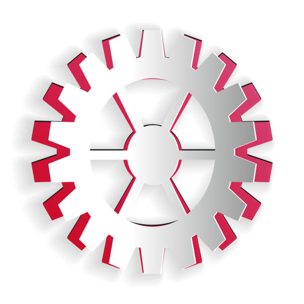 istock Paper cut Gear icon isolated on white background. Cogwheel gear settings sign. Cog symbol. Paper art style. Vector 1282181429