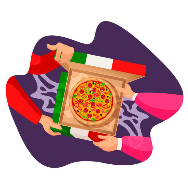 istock Cartoon Color Pizza Delivery Service at Home Concept. Vector 1282181447