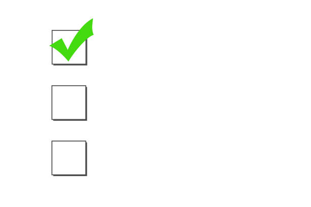 Checklist marked green checkmark. Close up shot of filled checkboxes. President elections. election bulletin