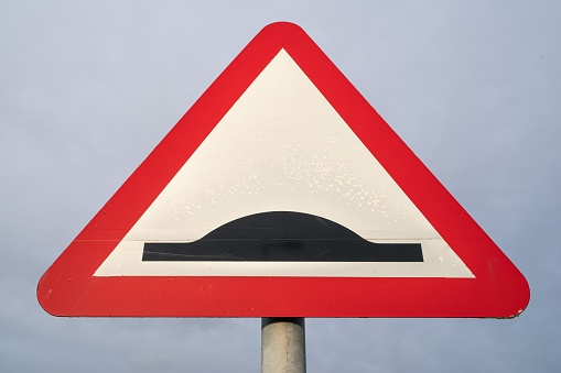 Road sign warning of speed bumps.  Belfast, Northern Ireland.
