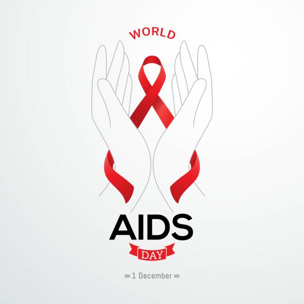 ilustraciones, imágenes clip art, dibujos animados e iconos de stock de world aids day banner red awareness ribbon vector illustration - world aids day