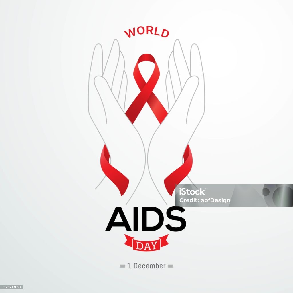 Всемирный день помощи баннер красная лента осведомленности вектор иллюстрации - Векторная графика СПИД роялти-фри