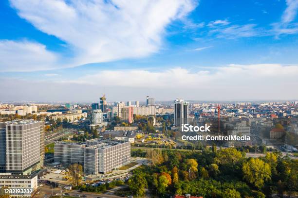 Panorama Katowice Śląsk South Poland Modern Clean City On A Sunny Day Stock Photo - Download Image Now