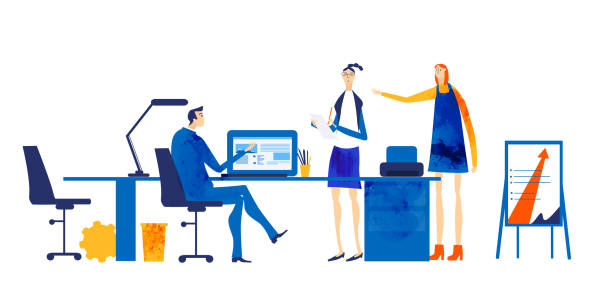 istock Business people having a meeting, discussing new start up, support and developing of current project. Creative thinking, brain storming. Business concept illustration. 1282194208