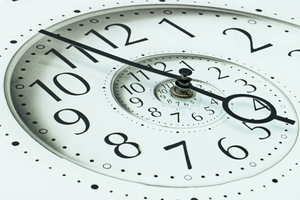 istock Modern white infinity time spiral clock. Infinite time concept. Close-up 1282196445