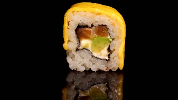 istock Single italian sushi roll with cheese and salmon. 1282199220