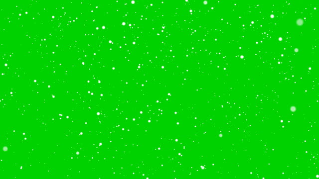 Isolated falling snow on green chroma key background