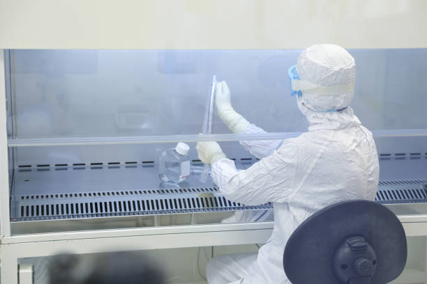 istock Lab scientists wear protective clothing doing medical research in a science laboratory. 1282201500