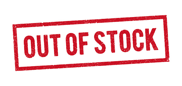 Vector illustration of the word Out Of Stock red ink stamp