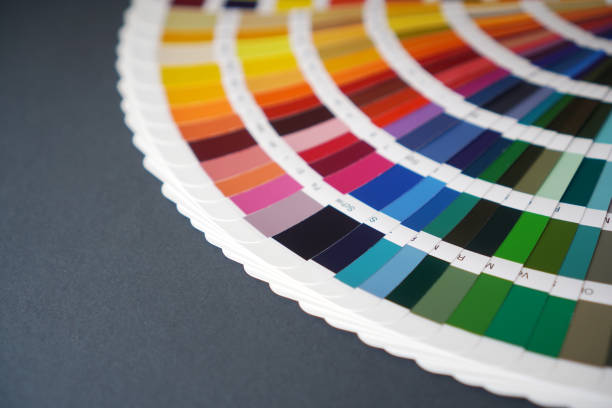 Ral color guide close up. Assortment of colors for design. stock photo