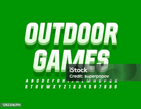 istock Vector activity sign Outdoor Games with White Alphabet Letters and Numbers 1282206394