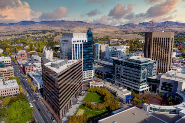 istock Downtown district of Boise Idaho with fall trees 1282206411