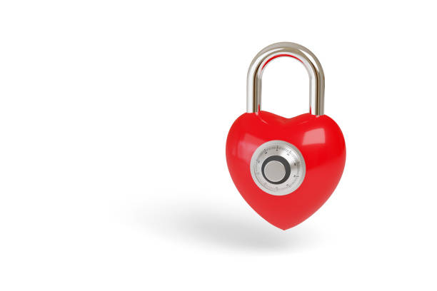 istock Red padlock with heart shape and combination lock isolated on white background. 3d illustration. 1282208197