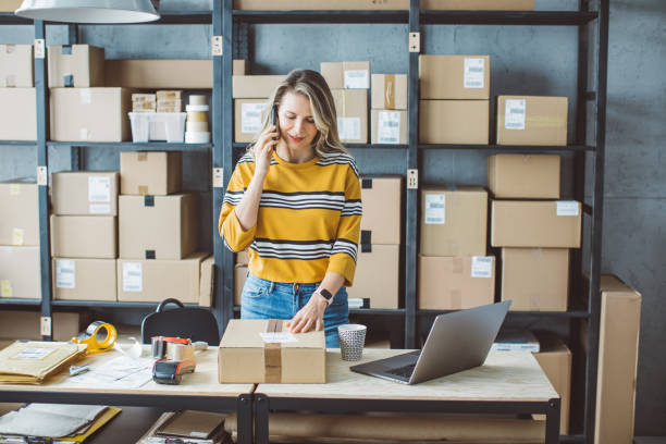 istock Mature woman running online store 1282210736