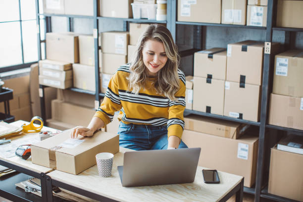 istock Mature woman running online store 1282210742