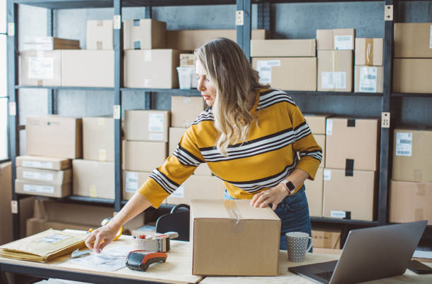 istock Mature woman running online store 1282210764