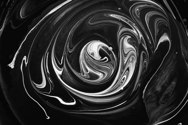istock White abstract waves and swirls on black. Fluid Art. Abstract marble background or texture 1282216294