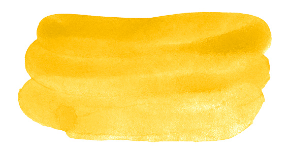 Bright yellow watercolor abstract background, isolated spot. Trendy vintage paintings for design and decoration.