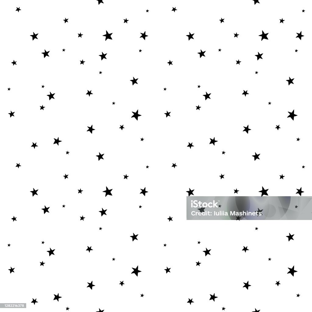 Ręcznie rysowane gwiaździste niebo bez szwu wzór-16 - Grafika wektorowa royalty-free (Gwiazda - Kosmos)