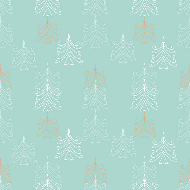 light blue christmas trees seamless vector pattern Light colored christmas trees seamless vector pattern. Minimal wintertime surface print design for fabrics, stationery, textiles, scrapbook paper, gift wrap, and packaging. all over pattern stock illustrations