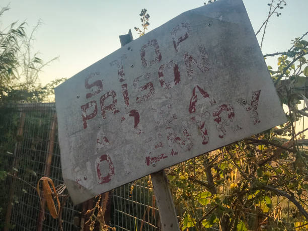 istock Weathered no trespassing sing in Halkidiki Greece 1282217799