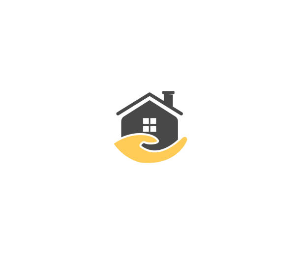 Abstract house hands illustration Residential Building, Apartment, Architecture agency logo stock illustrations