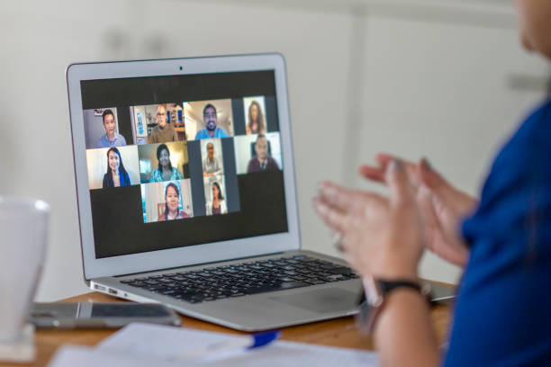 istock Young business professional on a video conference call 1282218325