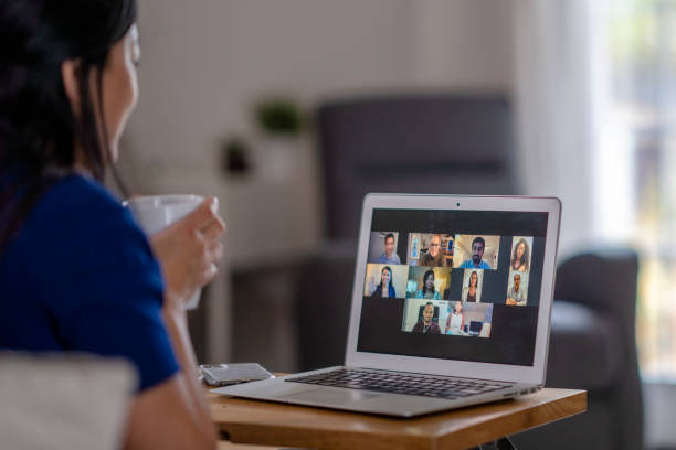 istock Young business professional on a video conference call 1282218327