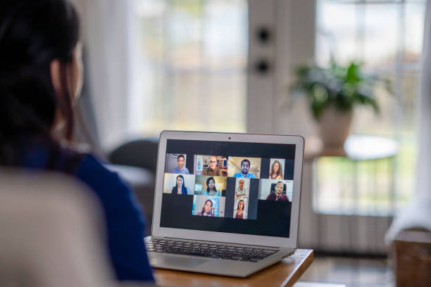 istock Young business professional on a video conference call 1282218329