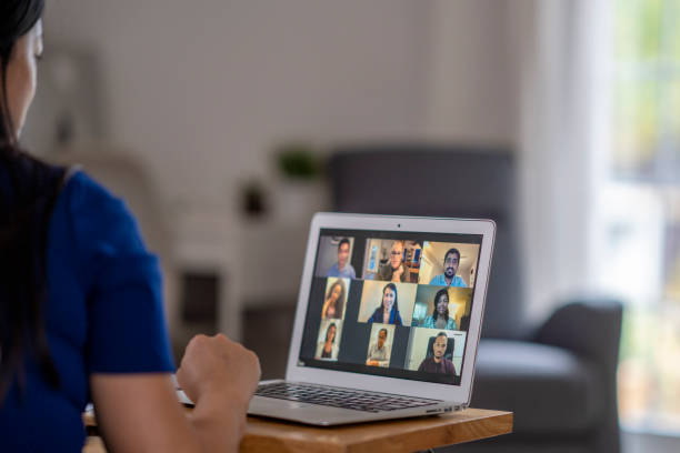 istock Young business professional on a video conference call 1282218336