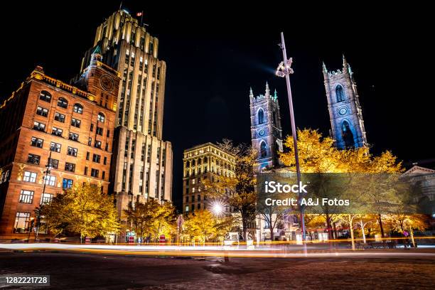 Old Montreal At Night Stock Photo - Download Image Now - Montréal, Night, Canada