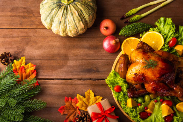istock Thanksgiving roasted turkey or chicken and vegetables 1282237010