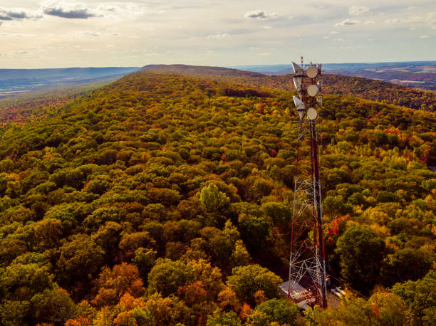 istock Telecommunication cell tower on a mountain ridge in the Appalachian Mountains in the fall. 1282237240