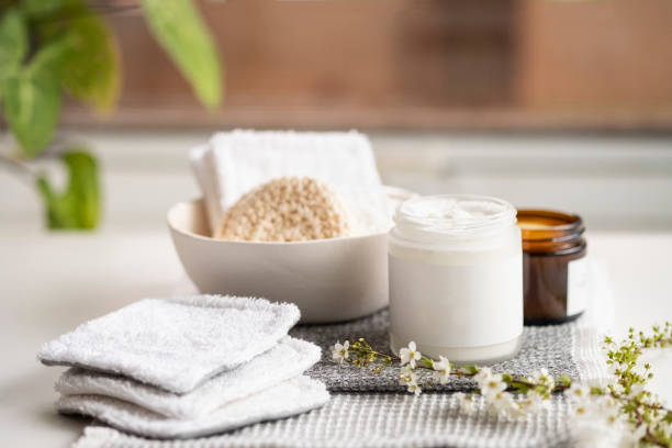 istock Handmade, Re-useable Makeup Remover Cloths, Creams in Recyclable Containers 1282243489