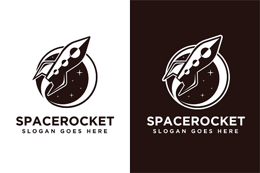 Spaceship rocket exploration vector icon on white background