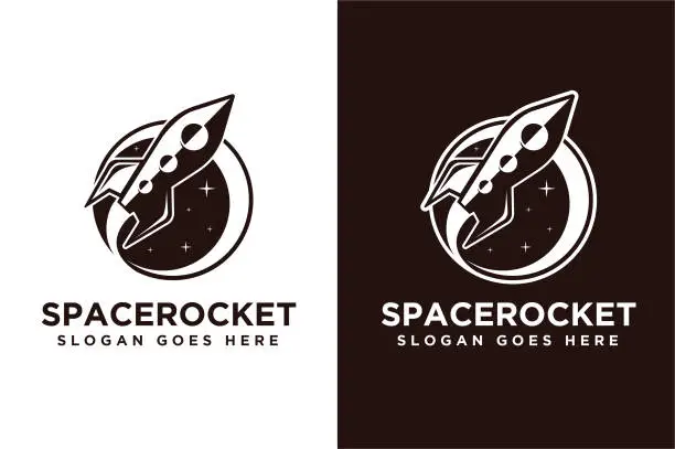 Vector illustration of Spaceship rocket exploration vector icon on white background