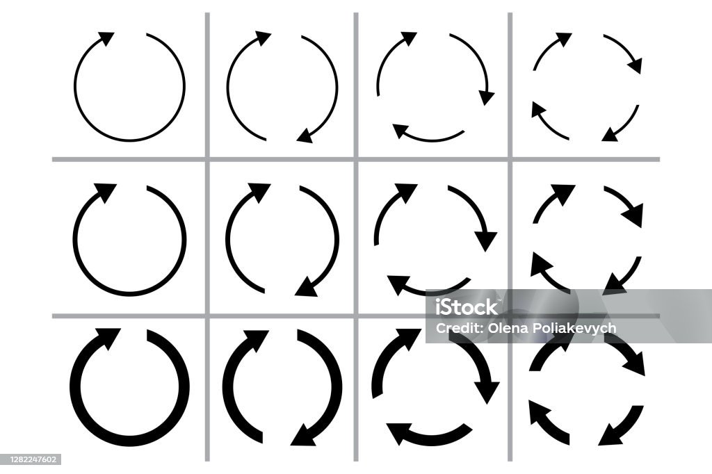 Circular arrow icon. Reset symbol. Reload and sync template. Movement sign. Vector illustration. Stock image. Arrow Symbol stock vector