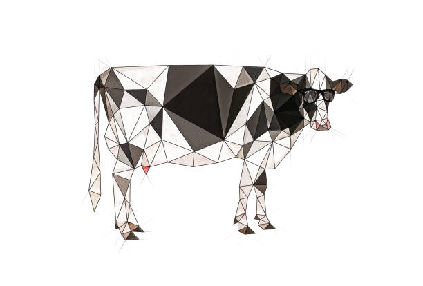 istock Illustration of an abstract cow that combines triangles 1282250939