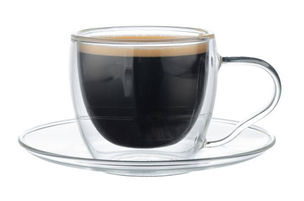 istock Glass cup of coffee isolated on white 1282259799