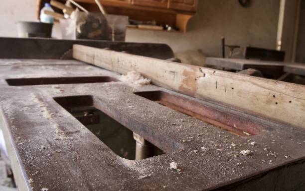 istock Wooden planks and machinery 1282260775