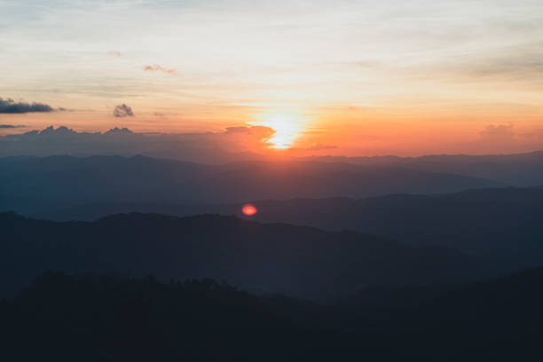 istock Sunset and mountains in the evening in the forest dark 1282266653