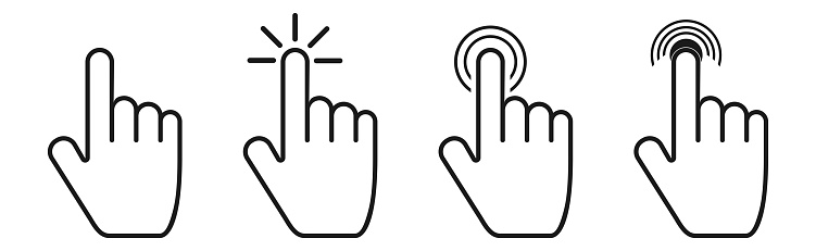 Click Picltogram Clicking Hand Pictogram On White Background Isolated Cursor Pointer ...